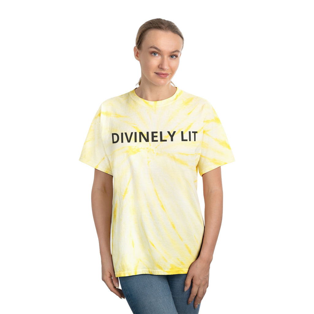 Divinely Lit Tie-Dye Tee, Summer Vibes, Festival Wear, Casual Streetwear, Gift for Her, Bright Summer Top