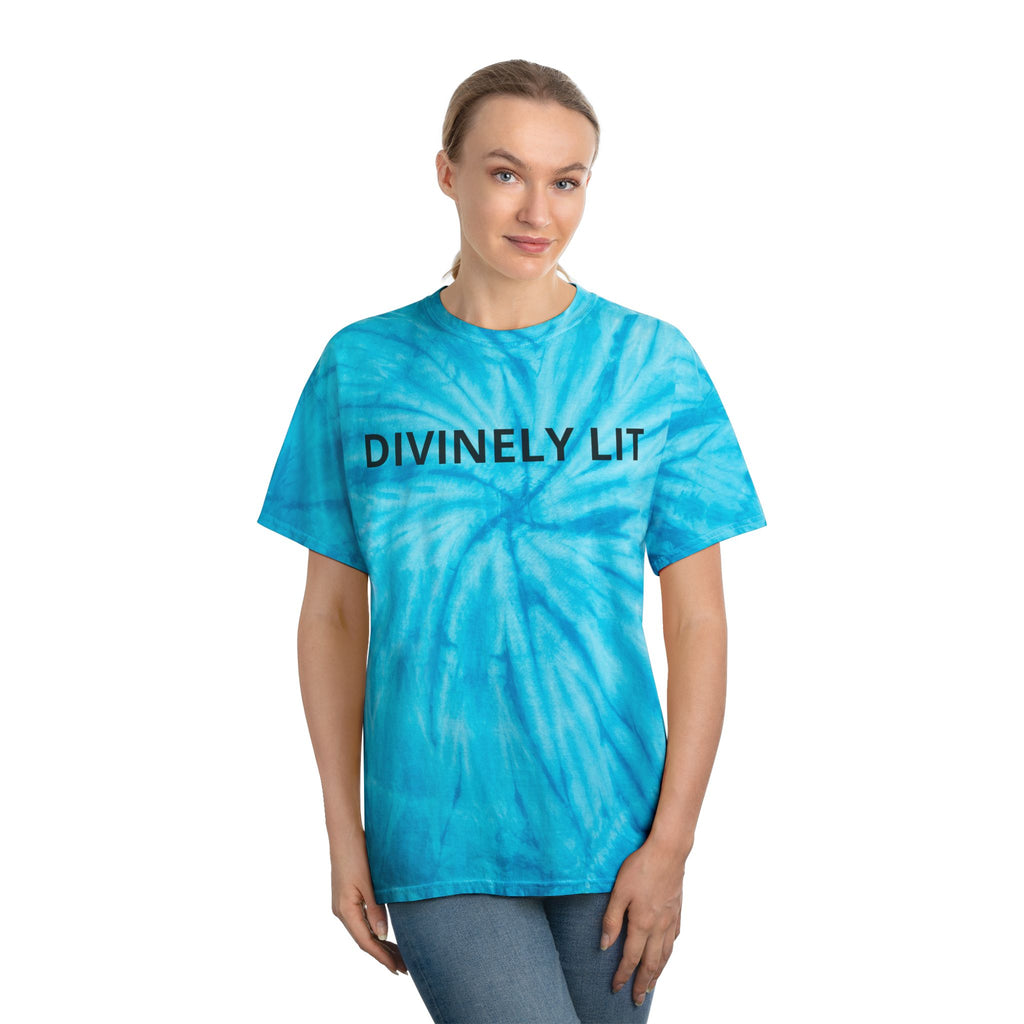Divinely Lit Tie-Dye Tee, Summer Vibes, Festival Wear, Casual Streetwear, Gift for Her, Bright Summer Top