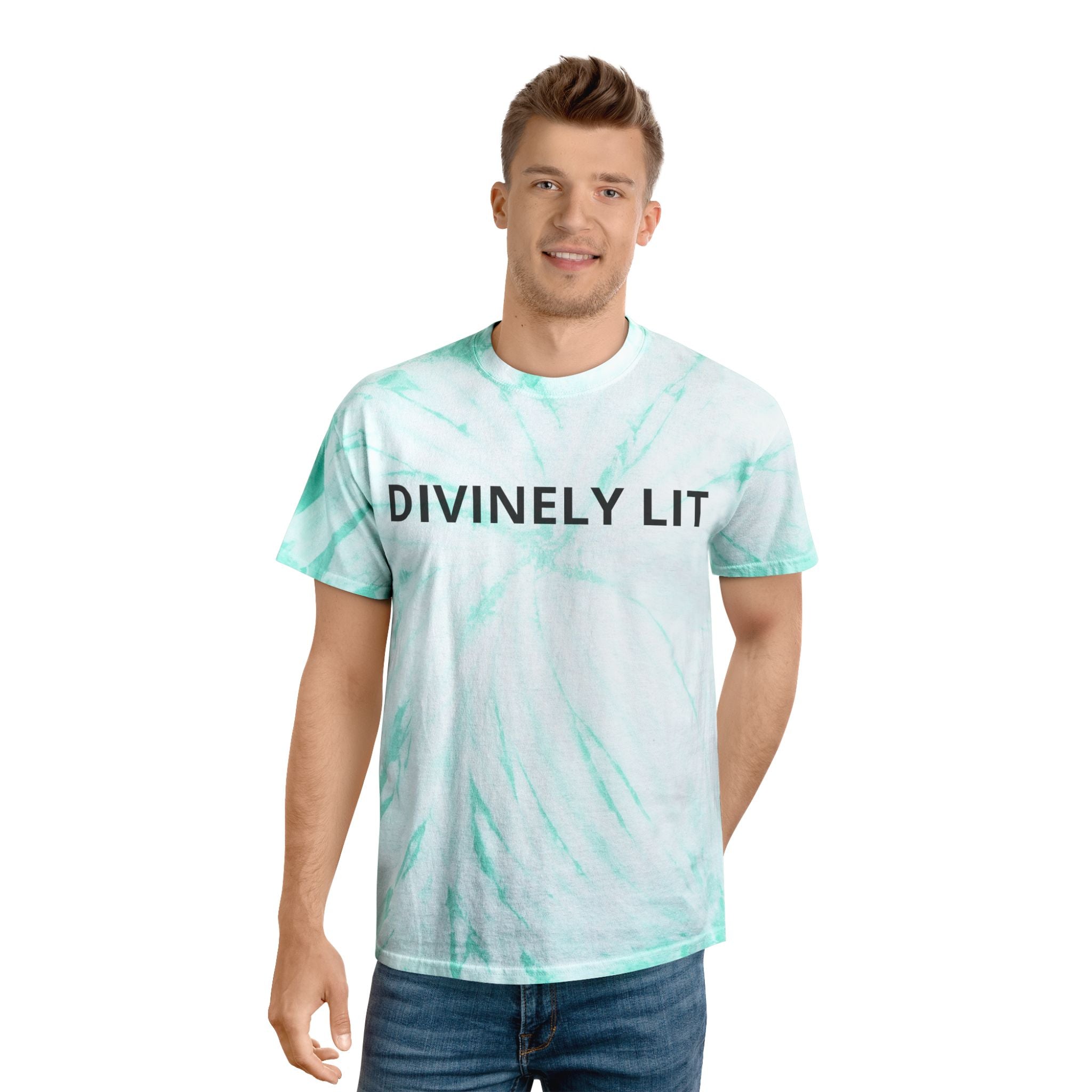 Divinely Lit Tie-Dye Tee, Summer Vibes, Festival Wear, Casual Streetwear, Gift for Her, Bright Summer Top