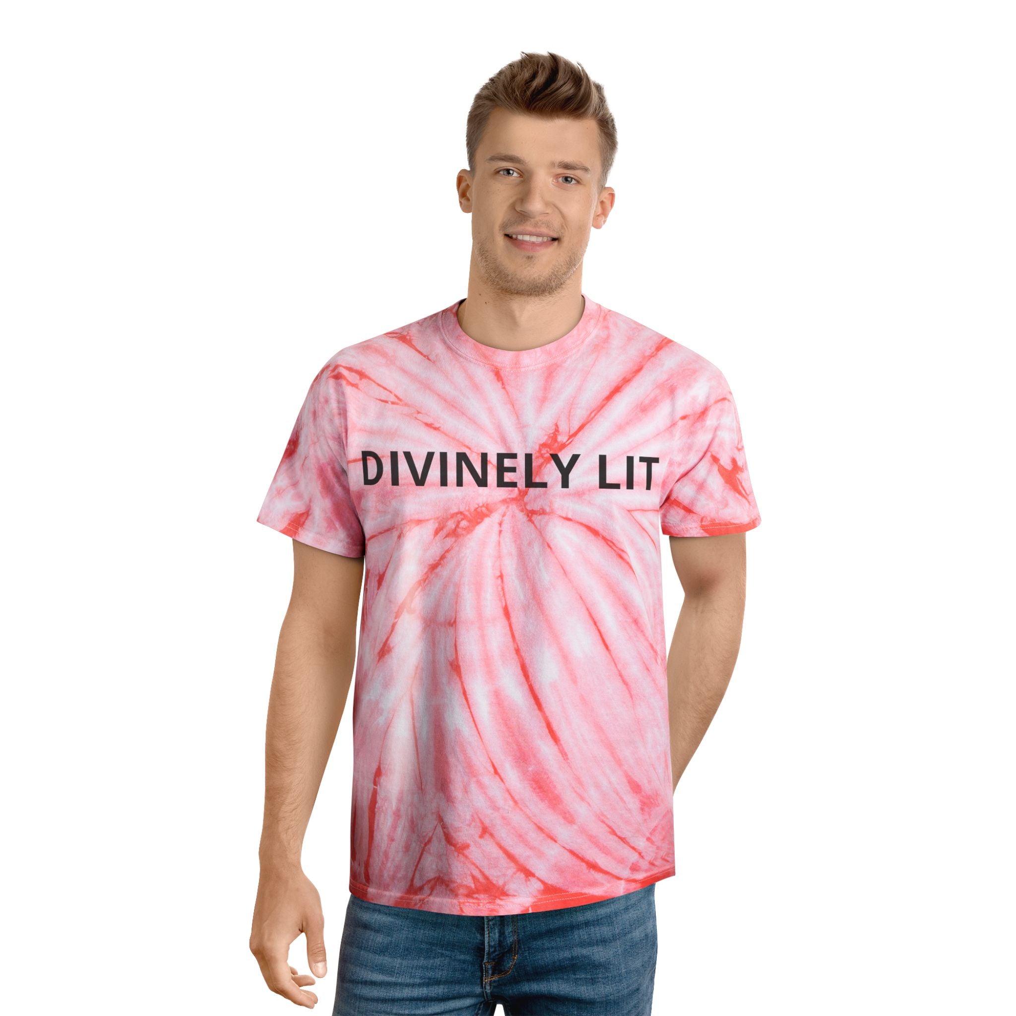 Divinely Lit Tie-Dye Tee, Summer Vibes, Festival Wear, Casual Streetwear, Gift for Her, Bright Summer Top