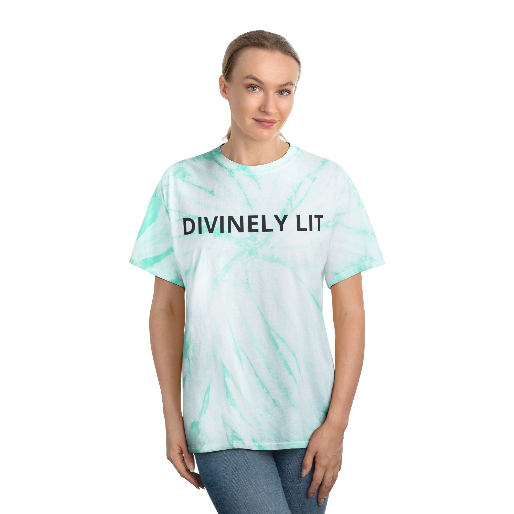 Divinely Lit Tie-Dye Tee, Summer Vibes, Festival Wear, Casual Streetwear, Gift for Her, Bright Summer Top