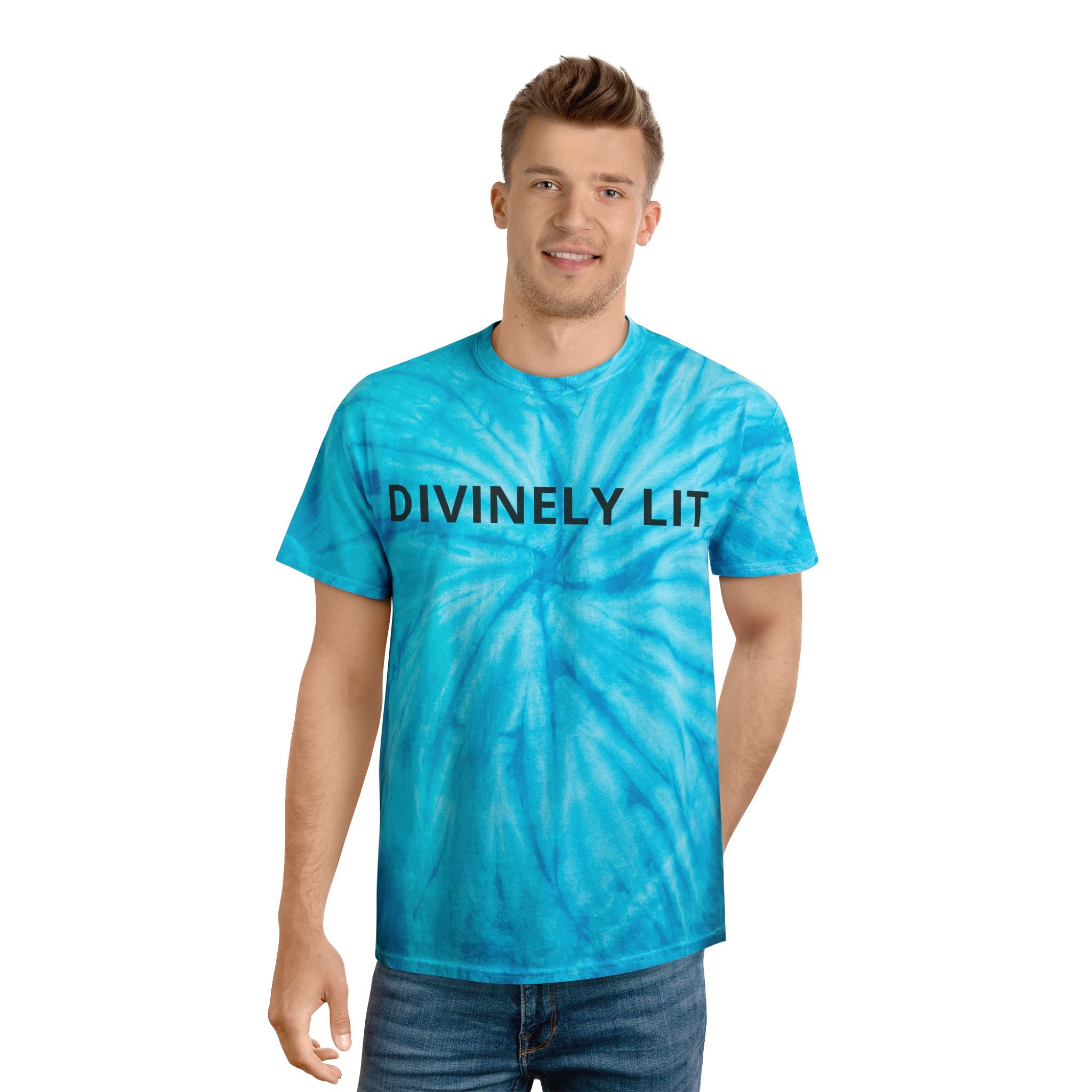 Divinely Lit Tie-Dye Tee, Summer Vibes, Festival Wear, Casual Streetwear, Gift for Her, Bright Summer Top