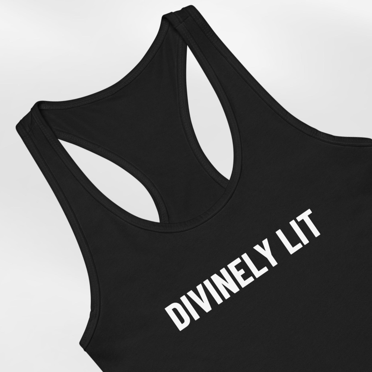 Divinely Lit Women’s Racerback Tank – Wearable Affirmation Activewear